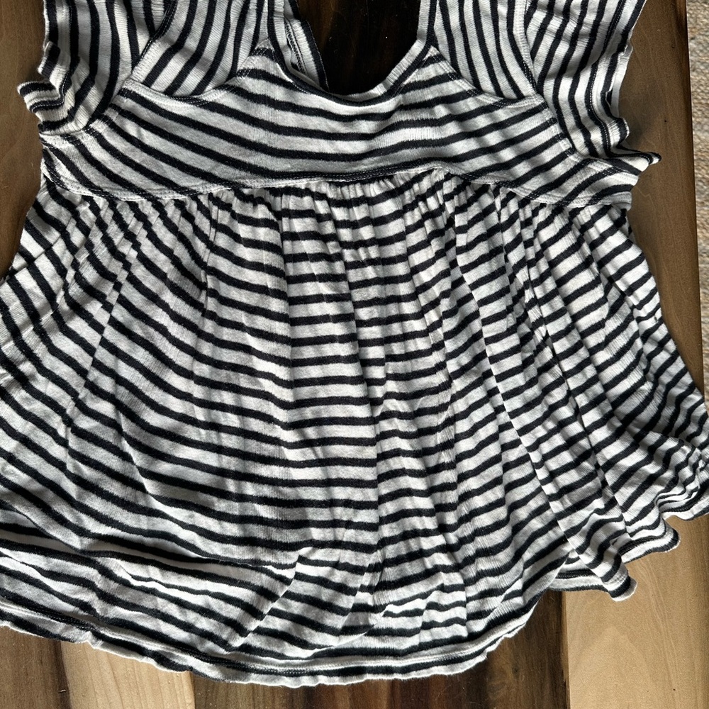 Free People Black and White Striped Blouse